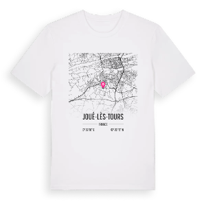 Joué-lès-Tours karta t-shirt – ekologisk bomull t-shirt från Pinshirt