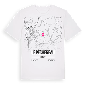 Le Pêchereau karta t-shirt – ekologisk bomull t-shirt från Pinshirt