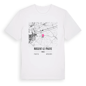 Nogent-le-Phaye karta t-shirt – ekologisk bomull t-shirt från Pinshirt