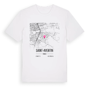 Saint-Avertin karta t-shirt – ekologisk bomull t-shirt från Pinshirt