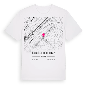Saint-Claude-de-Diray karta t-shirt – ekologisk bomull t-shirt från Pinshirt