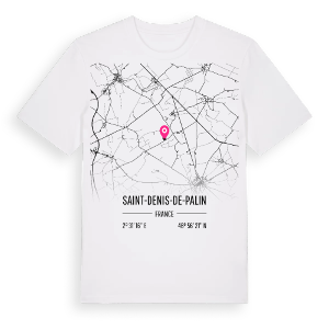 Saint-Denis-de-Palin karta t-shirt – ekologisk bomull t-shirt från Pinshirt