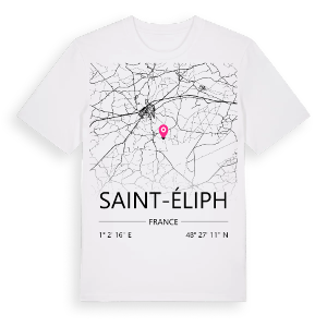Saint-Éliph karta t-shirt – ekologisk bomull t-shirt från Pinshirt