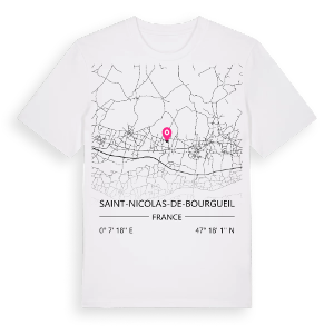 Saint-Nicolas-de-Bourgueil karta t-shirt – ekologisk bomull t-shirt från Pinshirt