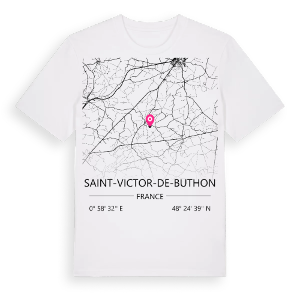 Saint-Victor-de-Buthon karta t-shirt – ekologisk bomull t-shirt från Pinshirt