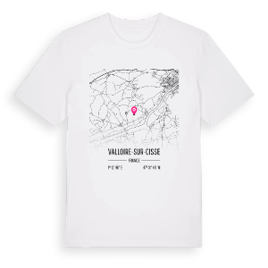 Valloire-sur-Cisse karta t-shirt – ekologisk bomull t-shirt från Pinshirt