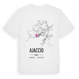 Ajaccio karta t-shirt – ekologisk bomull t-shirt från Pinshirt