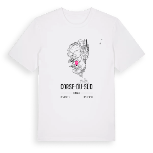 Corse-du-Sud karta t-shirt – ekologisk bomull t-shirt från Pinshirt