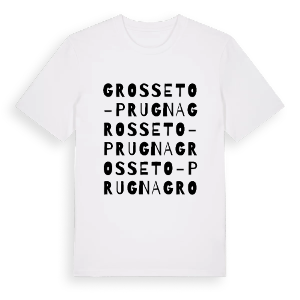 Grosseto-Prugna ordlek t-shirt – ekologisk bomull t-shirt från Pinshirt