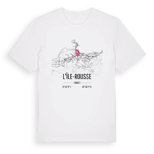 L'Île-Rousse karta t-shirt – ekologisk bomull t-shirt från Pinshirt