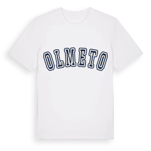 Olmeto college t-shirt – ekologisk bomull t-shirt från Pinshirt
