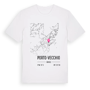 Porto-Vecchio karta t-shirt – ekologisk bomull t-shirt från Pinshirt