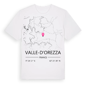 Valle-d'Orezza karta t-shirt – ekologisk bomull t-shirt från Pinshirt