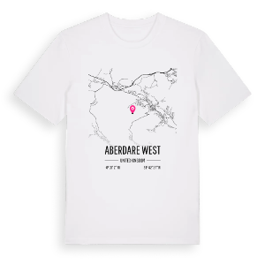 Aberdare West karta t-shirt – ekologisk bomull t-shirt från Pinshirt