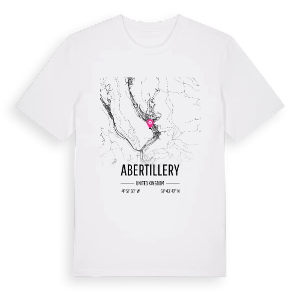 Abertillery karta t-shirt – ekologisk bomull t-shirt från Pinshirt