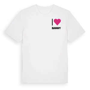 Jag älskar Banwy t-shirt litet tryck – ekologisk bomull t-shirt från Pinshirt