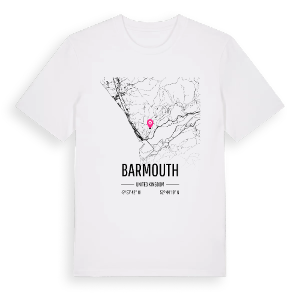 Barmouth karta t-shirt – ekologisk bomull t-shirt från Pinshirt