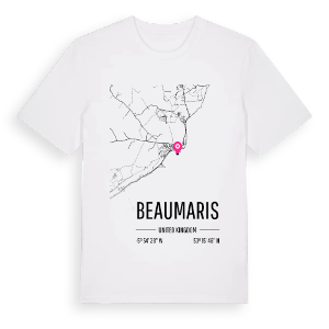 Beaumaris karta t-shirt – ekologisk bomull t-shirt från Pinshirt