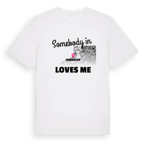 Någon i Ceredigion älskar mig t-shirt – ekologisk bomull t-shirt från Pinshirt