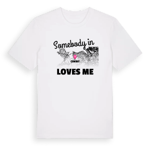 Någon i Conwy älskar mig t-shirt – ekologisk bomull t-shirt från Pinshirt