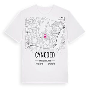 Cyncoed karta t-shirt – ekologisk bomull t-shirt från Pinshirt