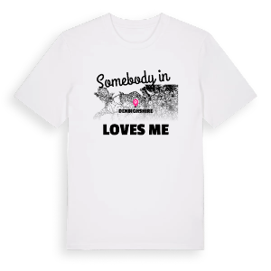 Någon i Denbighshire älskar mig t-shirt – ekologisk bomull t-shirt från Pinshirt