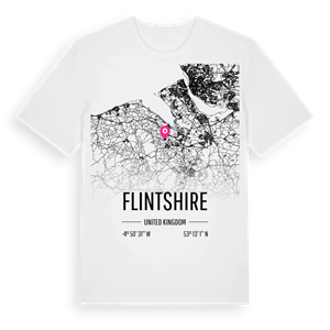 Flintshire karta t-shirt – ekologisk bomull t-shirt från Pinshirt