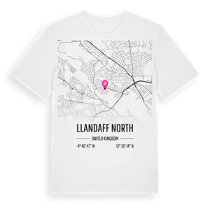 Llandaff North karta t-shirt – ekologisk bomull t-shirt från Pinshirt