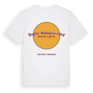 Llanfair Mathafarn Eithaf cirkel t-shirt – ekologisk bomull t-shirt från Pinshirt