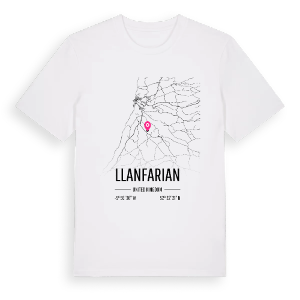 Llanfarian karta t-shirt – ekologisk bomull t-shirt från Pinshirt