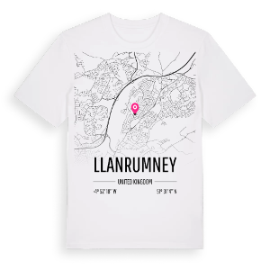 Llanrumney karta t-shirt – ekologisk bomull t-shirt från Pinshirt