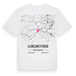 Llansantffraid karta t-shirt – ekologisk bomull t-shirt från Pinshirt