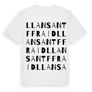Llansantffraid ordlek t-shirt – ekologisk bomull t-shirt från Pinshirt