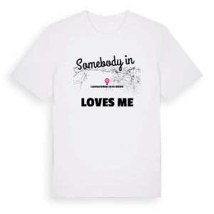 Någon i Llansantffraid Glyn Ceiriog älskar mig t-shirt – ekologisk bomull t-shirt från Pinshirt