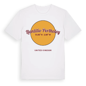 Llantilio Pertholey cirkel t-shirt – ekologisk bomull t-shirt från Pinshirt