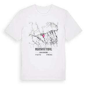 Merthyr Tydfil karta t-shirt – ekologisk bomull t-shirt från Pinshirt