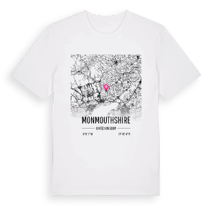 Monmouthshire karta t-shirt – ekologisk bomull t-shirt från Pinshirt
