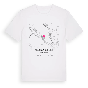 Mountain Ash East karta t-shirt – ekologisk bomull t-shirt från Pinshirt