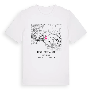 Neath Port Talbot karta t-shirt – ekologisk bomull t-shirt från Pinshirt