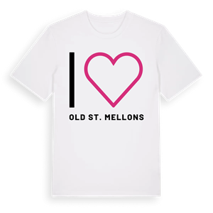 Jag älskar Old St. Mellons t-shirt stort tryck – ekologisk bomull t-shirt från Pinshirt