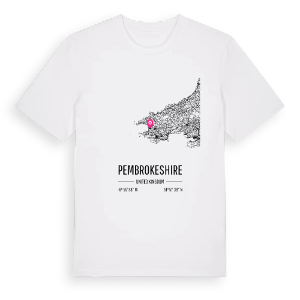 Pembrokeshire karta t-shirt – ekologisk bomull t-shirt från Pinshirt