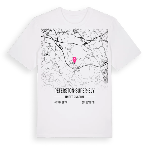 Peterston-super-Ely karta t-shirt – ekologisk bomull t-shirt från Pinshirt