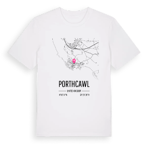 Porthcawl karta t-shirt – ekologisk bomull t-shirt från Pinshirt