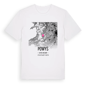 Powys karta t-shirt – ekologisk bomull t-shirt från Pinshirt