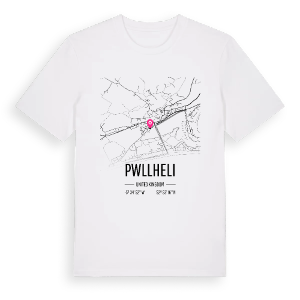 Pwllheli karta t-shirt – ekologisk bomull t-shirt från Pinshirt