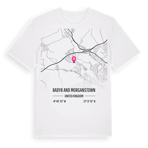 Radyr and Morganstown karta t-shirt – ekologisk bomull t-shirt från Pinshirt