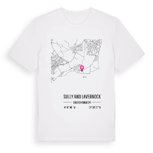 Sully and Lavernock karta t-shirt – ekologisk bomull t-shirt från Pinshirt