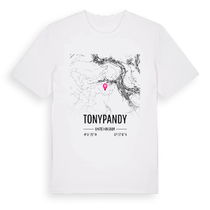 Tonypandy karta t-shirt – ekologisk bomull t-shirt från Pinshirt
