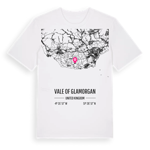 Vale of Glamorgan karta t-shirt – ekologisk bomull t-shirt från Pinshirt