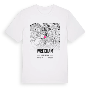 Wrexham karta t-shirt – ekologisk bomull t-shirt från Pinshirt